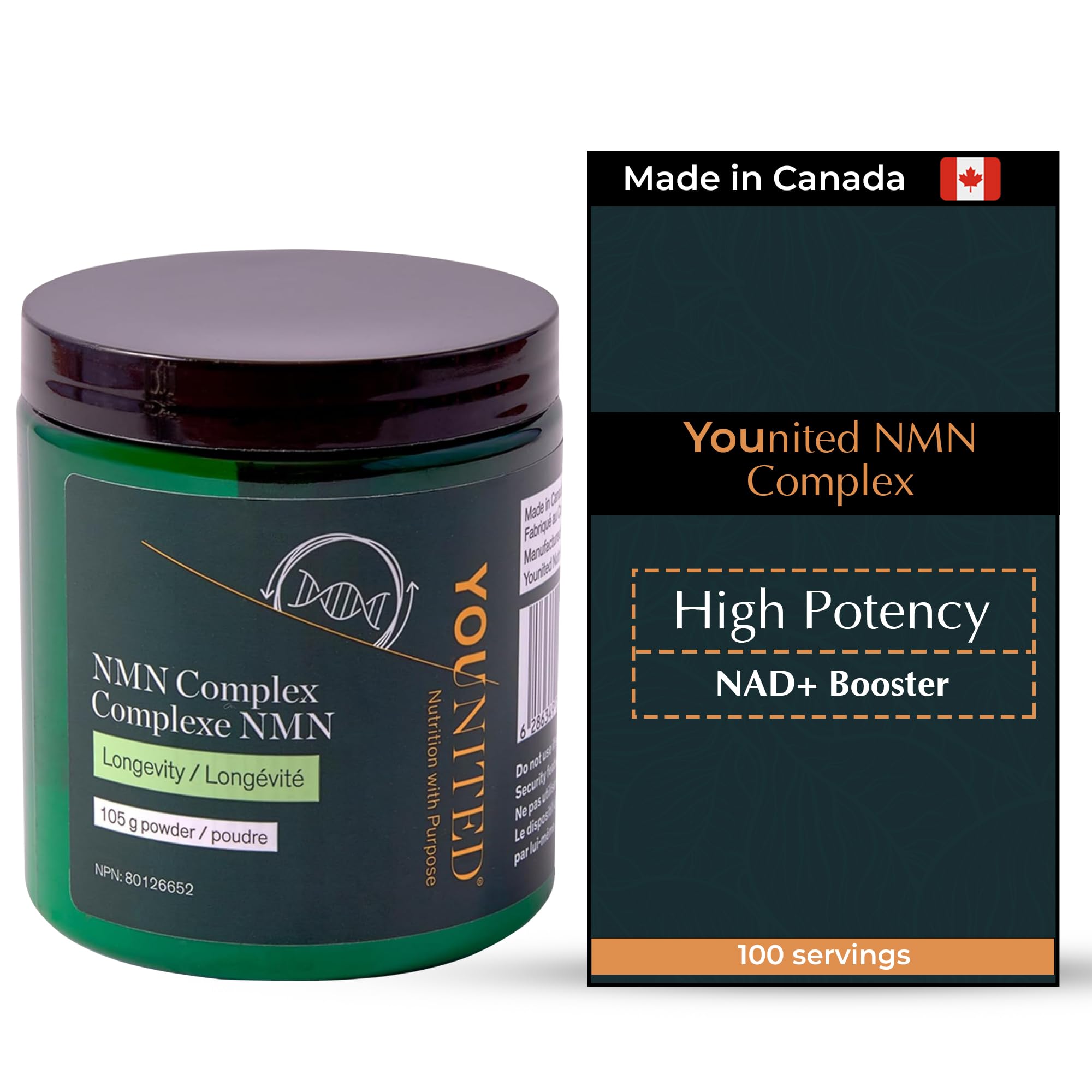 NMN Complex Powder by Younited Wellness - Made in Canada - Boosts